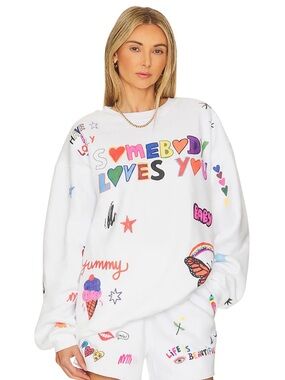 Somebody Loves You Crewneck in White The Mayfair Group Size:  One Size Plus XL